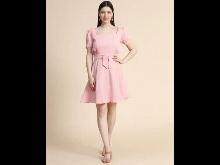 Fit & Flare Dress with Waist Tie-Up