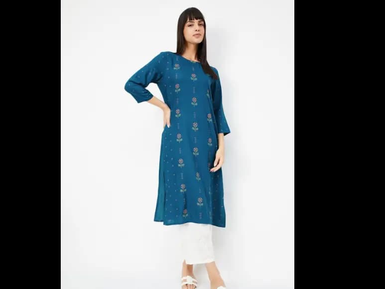 Ethnic Motifs Embroidered Thread Work Straight Kurta (3)