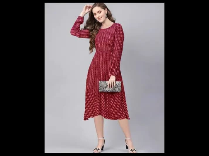 Polka-Dot Print Fit & Flare Dress