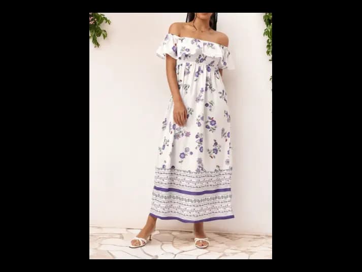 Holiday Chic Off-Shoulder Appeal Smocked Maxi Dress (5)