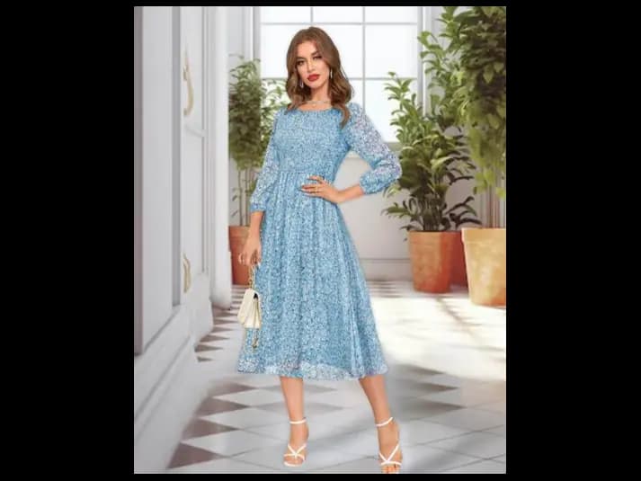 Women Floral Print Fit & Flare Dress (4)
