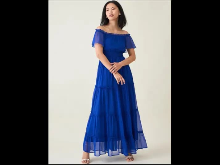Women Off-Shoulder Tiered Layered Maxi Dress