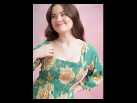 Floral Print Puff Sleeve Fit & Flare Dress (5)