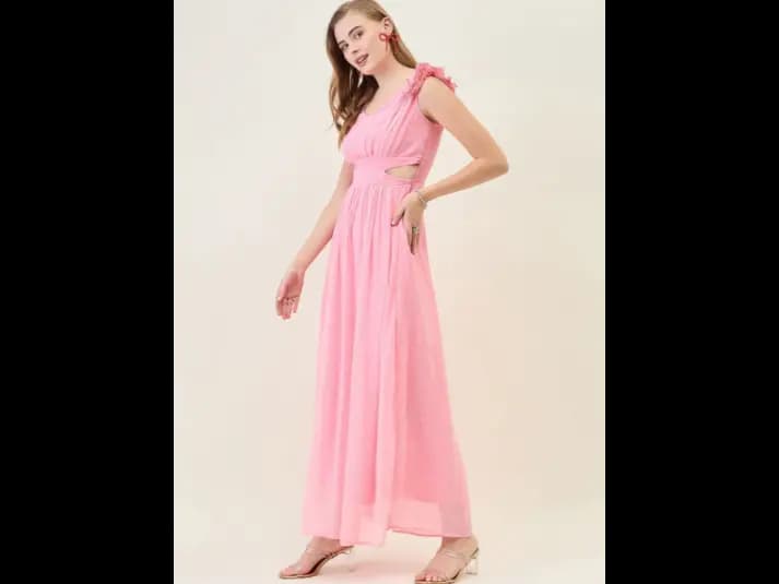 Self Design Georgette Fit & Flare Maxi Dress (2)