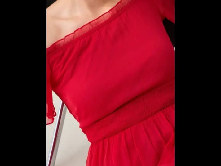Women Off-Shoulder Layered Chiffon Maxi Dress (6)