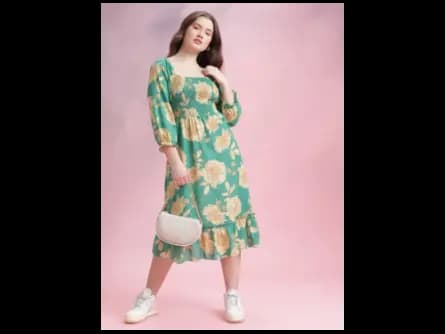 Floral Print Puff Sleeve Fit & Flare Dress (2)