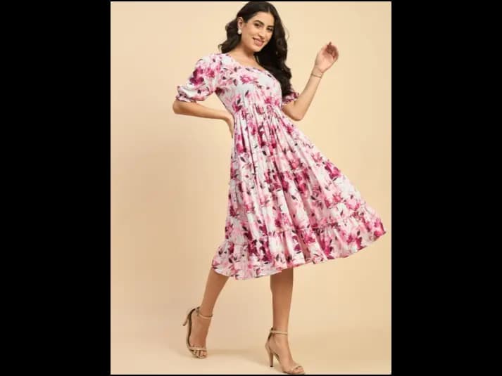 Floral Printed Three Tied Dress (3)