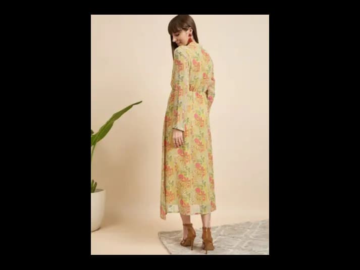 Floral Print Cowl Neck Ruffled Maxi Dress (5)