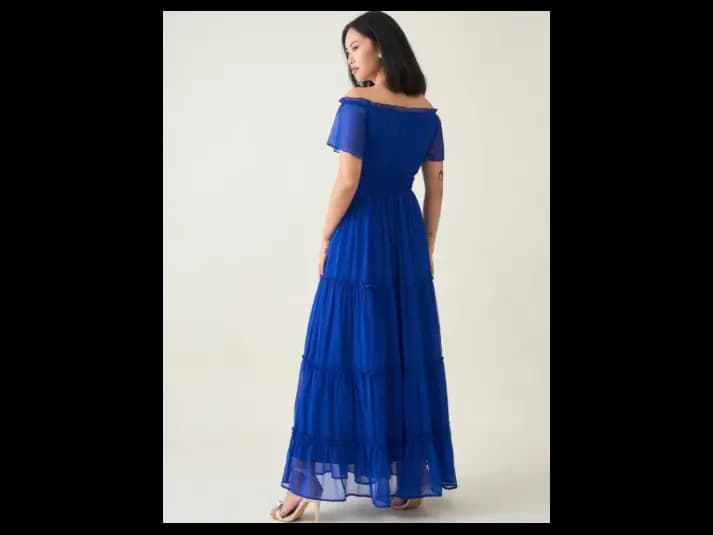 Women Off-Shoulder Tiered Layered Maxi Dress (4)