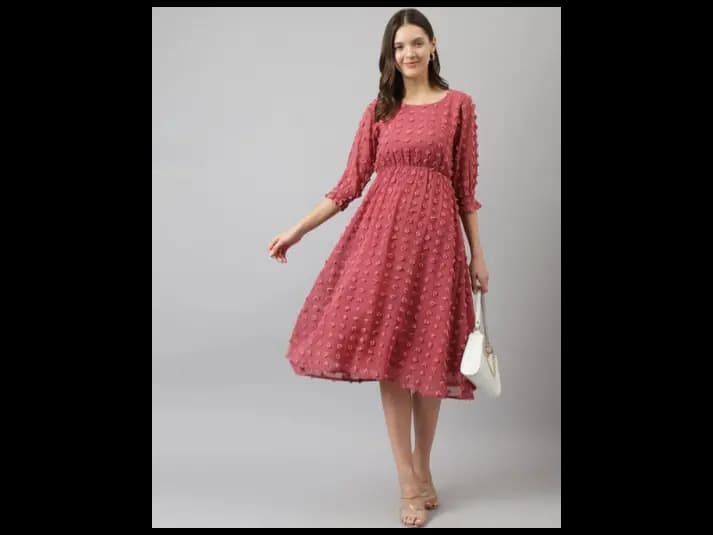 Round-Neck Fit & Flare Dress (4)