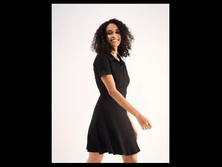 Shirt Collar Cotton Fit & Flare Dress (3)