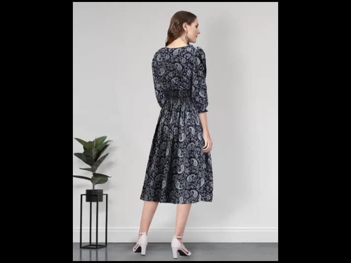 Women Paisley Print Fit & Flare Dress (4)