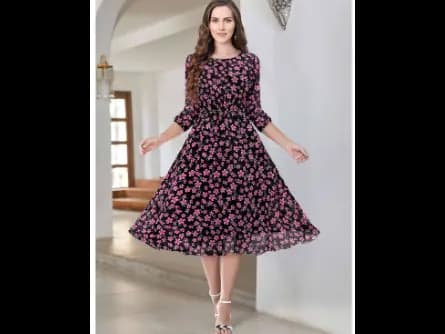 Women Floral Print Fit & Flare Dress