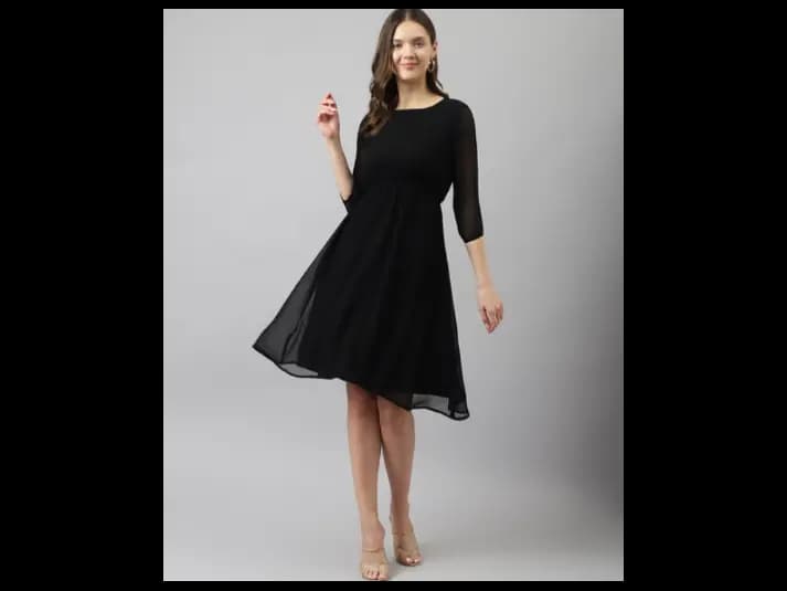 Round-Neck Fit & Flare Dress