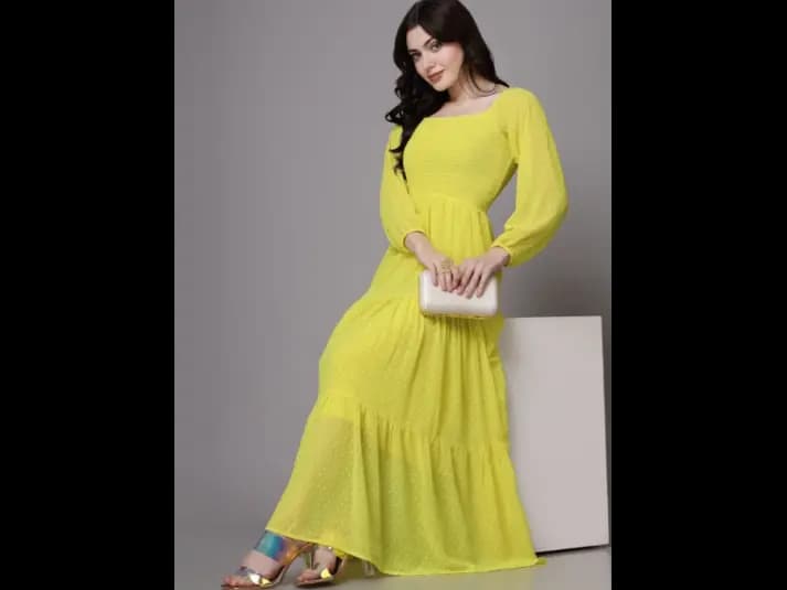 Women Square Neck Maxi Dress (2)
