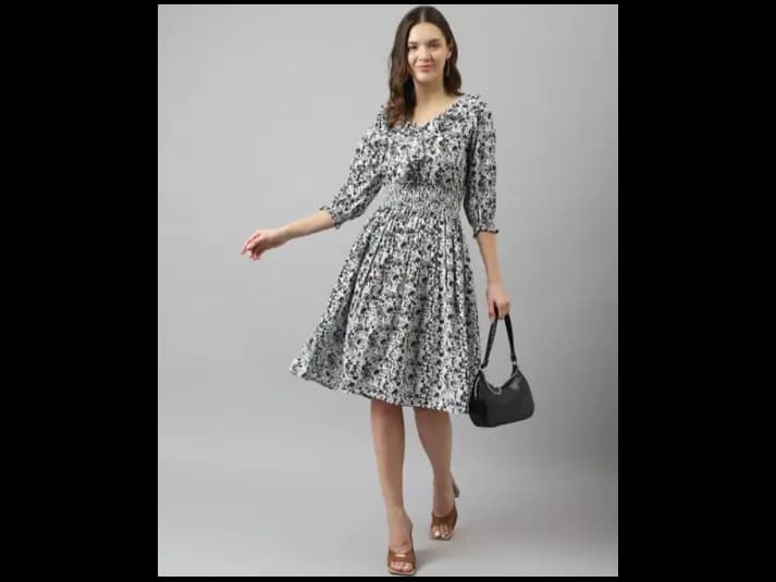 Women Printed Fit & Flare Dress (2)