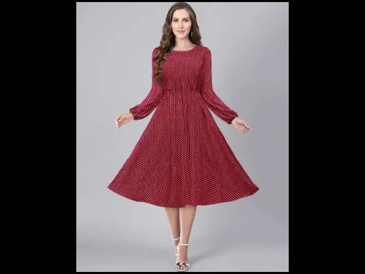 Polka-Dot Print Fit & Flare Dress (2)