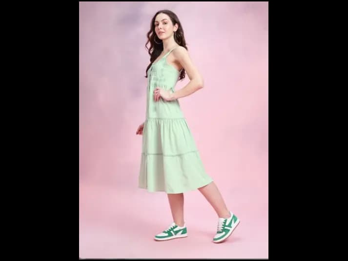 Floral Embroidered Tiered A-Line Midi Dress (5)
