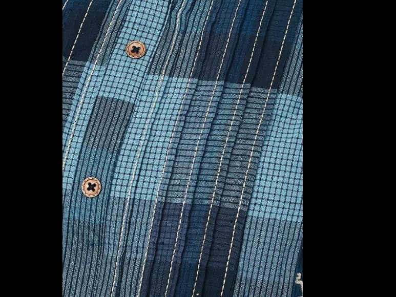 Checked High Slit Round Neck Embroidered Straight Kurta (3)