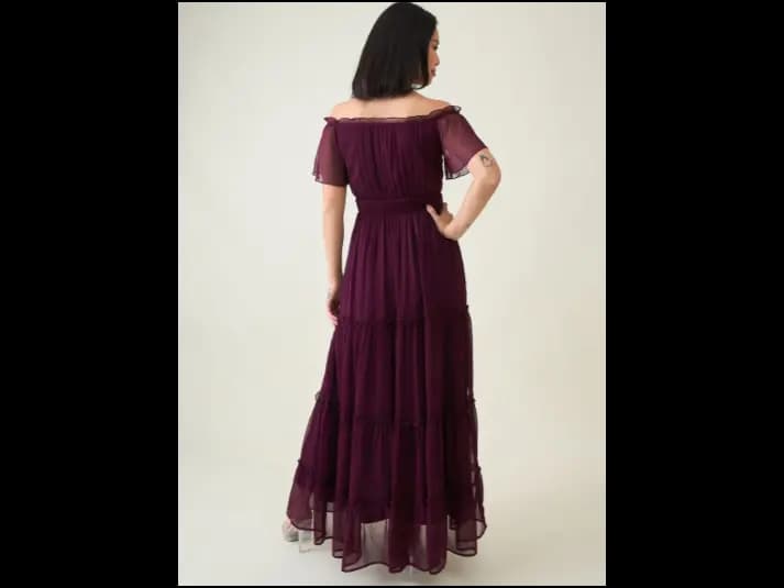 Women Off-Shoulder Chiffon Maxi Dress (5)
