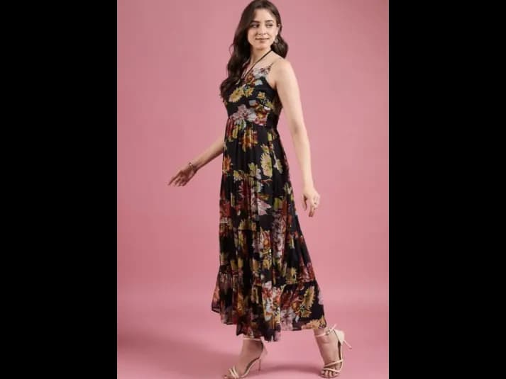 Floral Print Chiffon Maxi Dress (2)