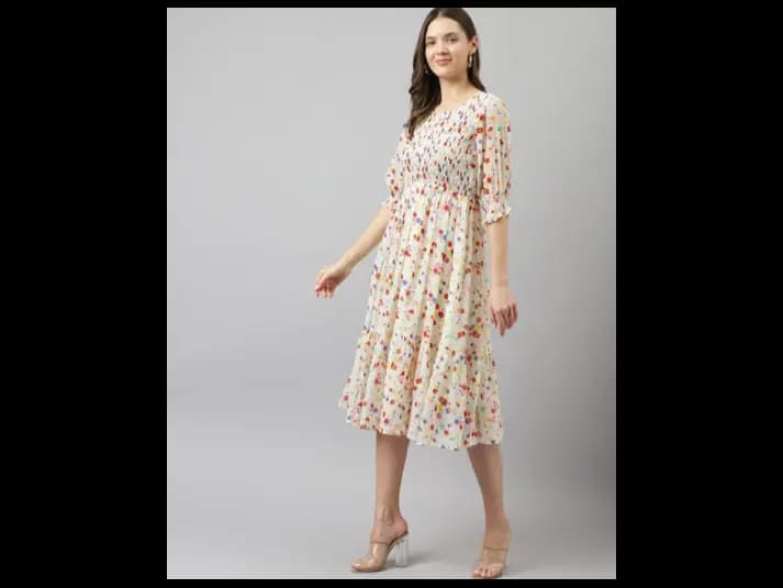 Polka-Dot Print Fit & Flare Dress (3)