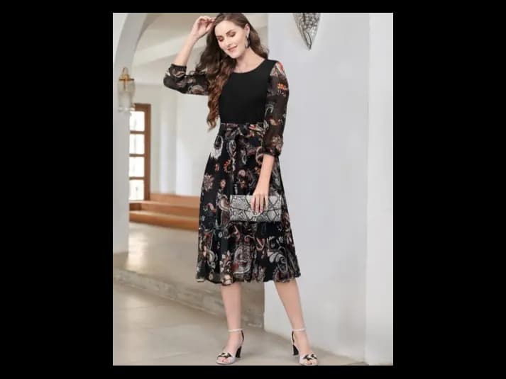 Paisley Print Fit & Flare Dress (5)