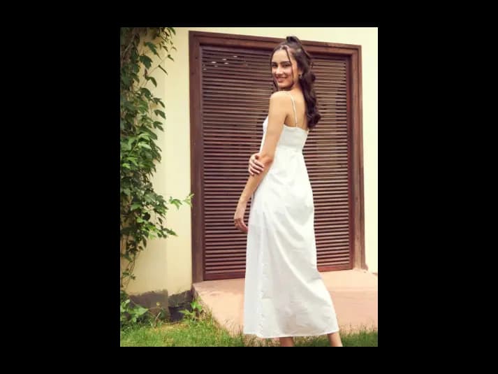 White Self Design Schiffli Pure Cotton A-Line Midi Dress (4)