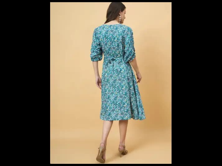 Women Floral Printed A-Line Midi Dress (5)