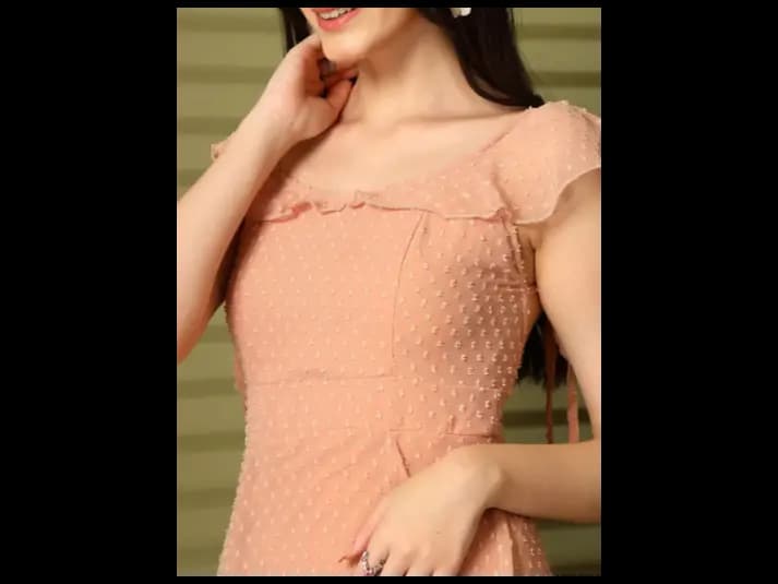 Georgette Round Neck Flutter Sleeves Fit & Flare Maxi Dress (6)