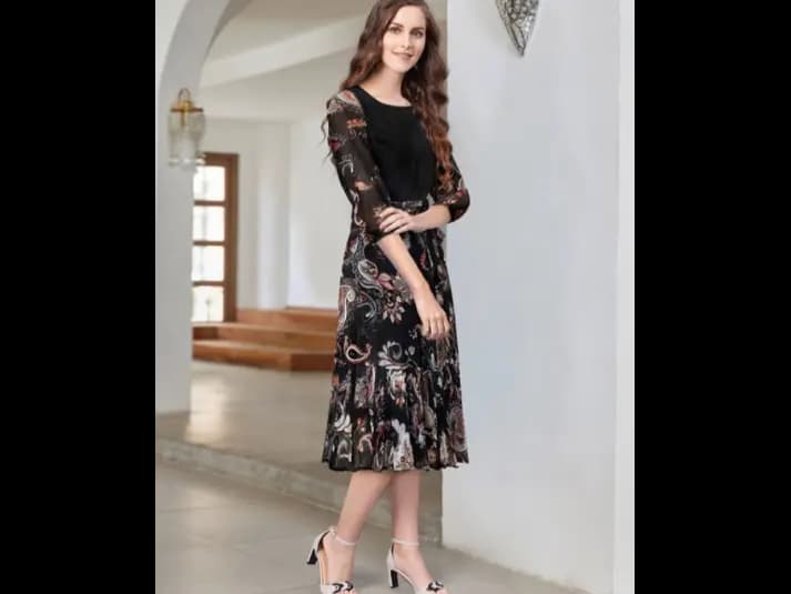 Paisley Print Fit & Flare Dress (2)
