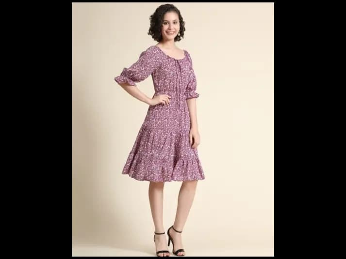 Floral Print Fit & Flare Dress (3)