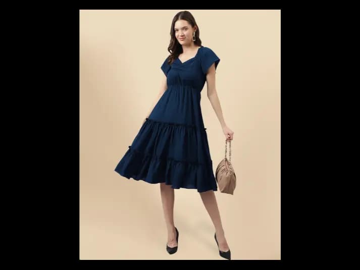 Women V-Neck Tiered Dress (3)