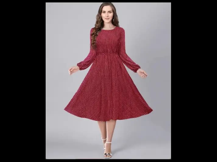 Polka-Dot Print Fit & Flare Dress (2)