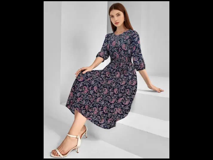 Women Paisley Print A-Line Dress (2)