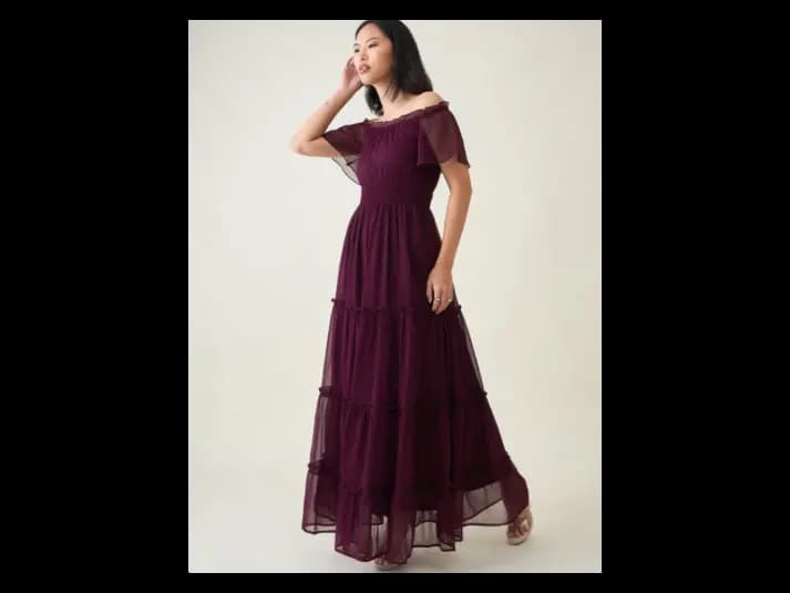 Women Off-Shoulder Chiffon Maxi Dress (3)