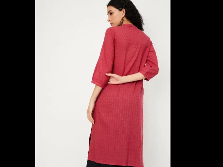Women Keyhole Neck Flared Sleeves Kurta