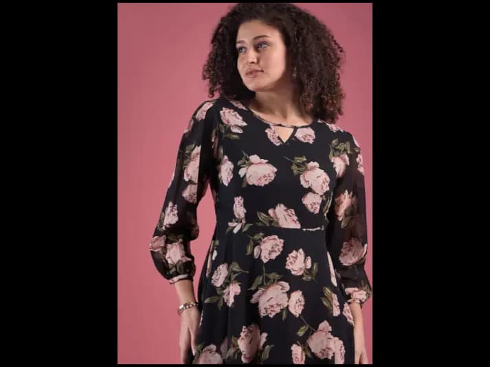 Floral Printed A-line Midi Dress (6)