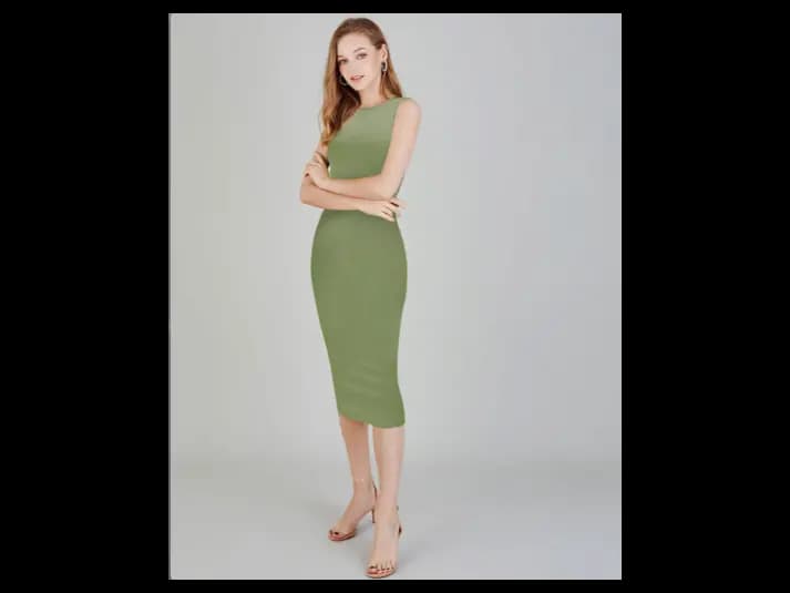 Women Round-Neck Bodycon Dress (2)