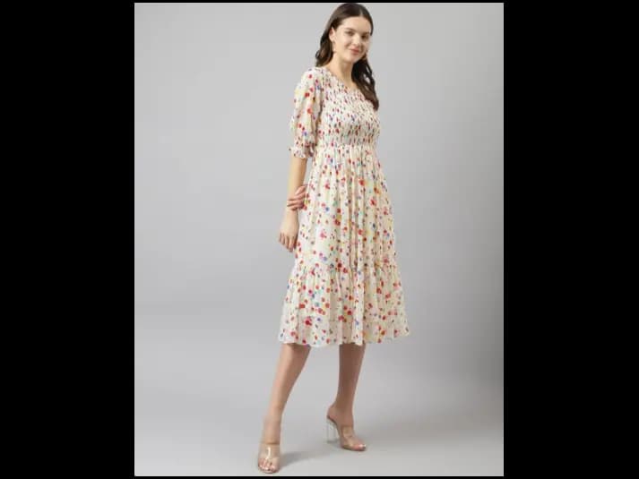 Polka-Dot Print Fit & Flare Dress (2)