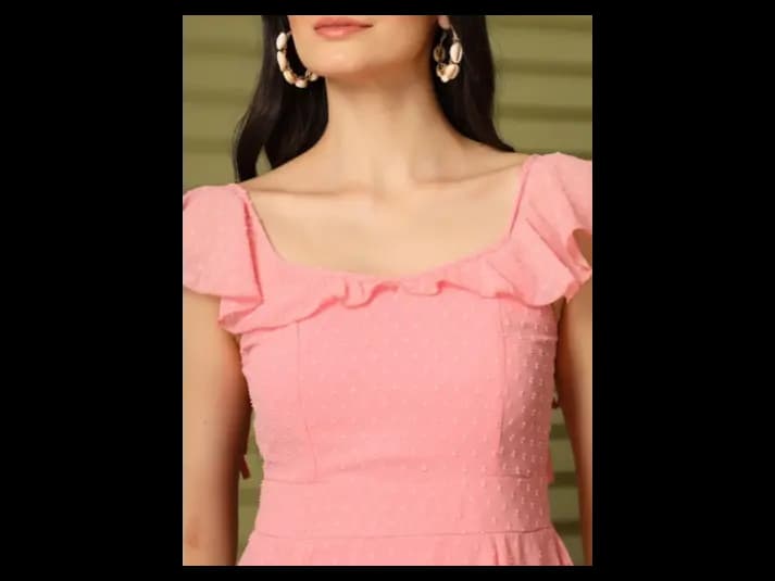 Women Self Design Fit & Flare Maxi Dress (6)