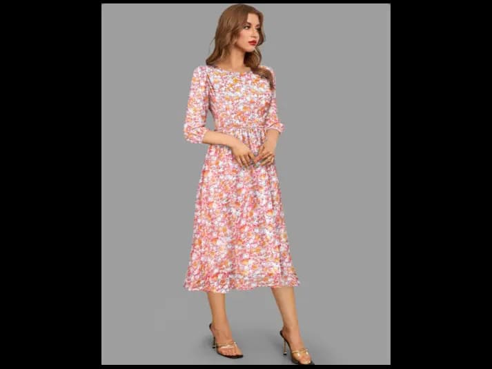 Women Floral Print Fit & Flare Dress (4)