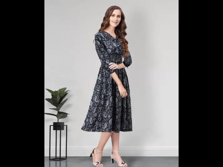 Women Paisley Print Fit & Flare Dress (3)