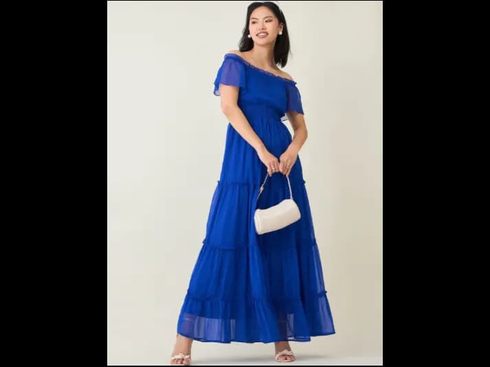 Women Off-Shoulder Tiered Layered Maxi Dress (3)