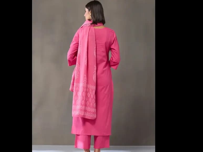 Women Ethnic Motifs Regular Pure Cotton Kurta with Palazzos & With Dupatta (3)