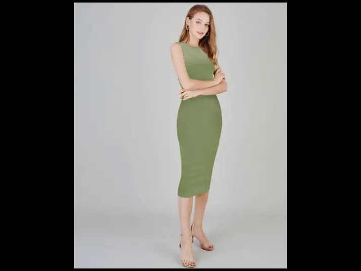 Women Round-Neck Bodycon Dress (4)
