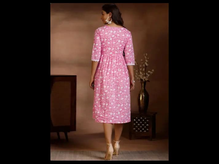 Ethnic Motifs Printed A-Line Midi Dress (3)