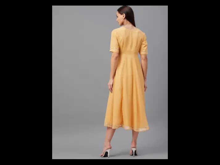 Yellow Georgette Empire Midi Dress (3)