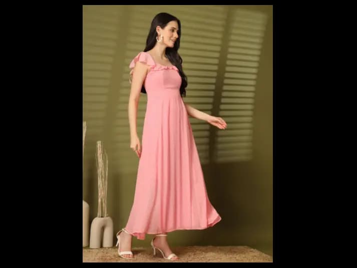 Women Self Design Fit & Flare Maxi Dress (3)