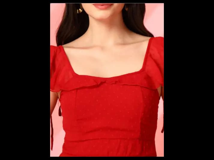 Women Square Neck Flared Sleeves Fit & Flare Maxi Dress (6)
